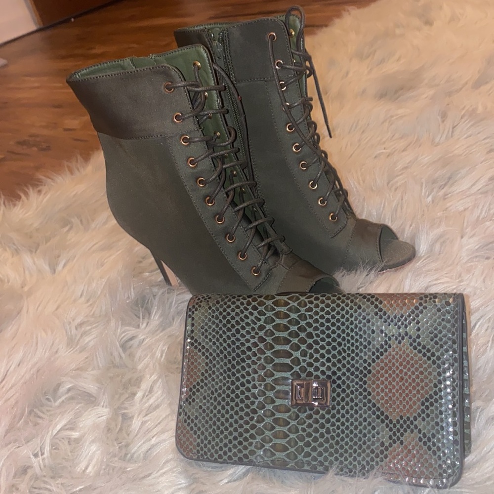 Open Toe Booties With Matching Waist Bag/Clutch - image 2